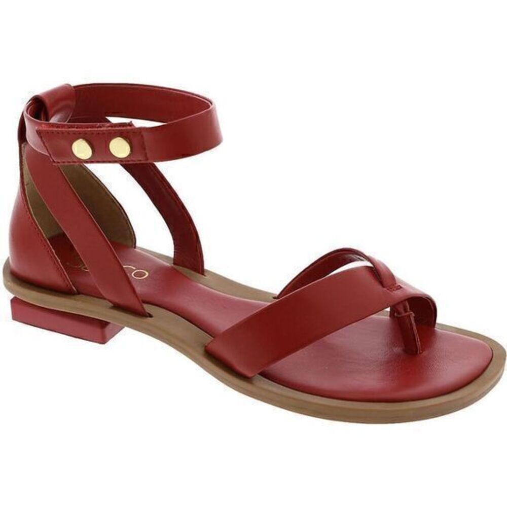 Franco Sarto Womens PARKER Red Leather Open Toe Strappy Ankle Strap Shoes NWT